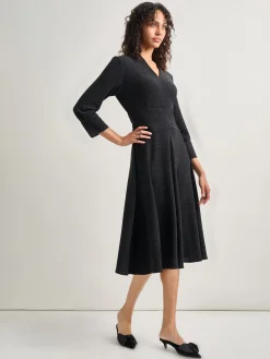 Misook Dresses|Modern Fit-and-Flare Sparkle Stretch Woven Midi Dress