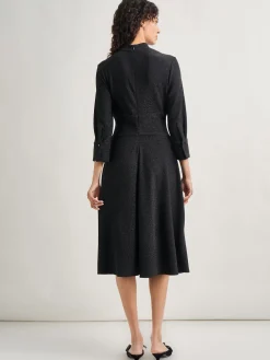 Misook Dresses|Modern Fit-and-Flare Sparkle Stretch Woven Midi Dress