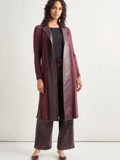 Misook Jackets & Coats|Notched Collar Long Mixed Media Jacket