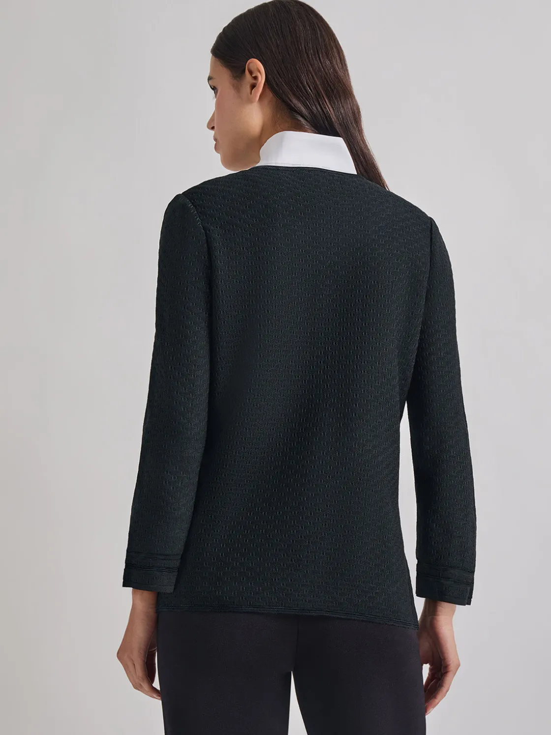 Misook Jackets & Coats|Open Neck Tonal Detail Jacket