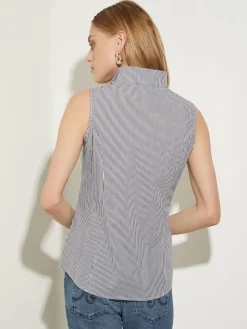 Misook Blouses & Shirts|Tops & Tees|Pinstripe Sleeveless Stretch Cotton Blouse,