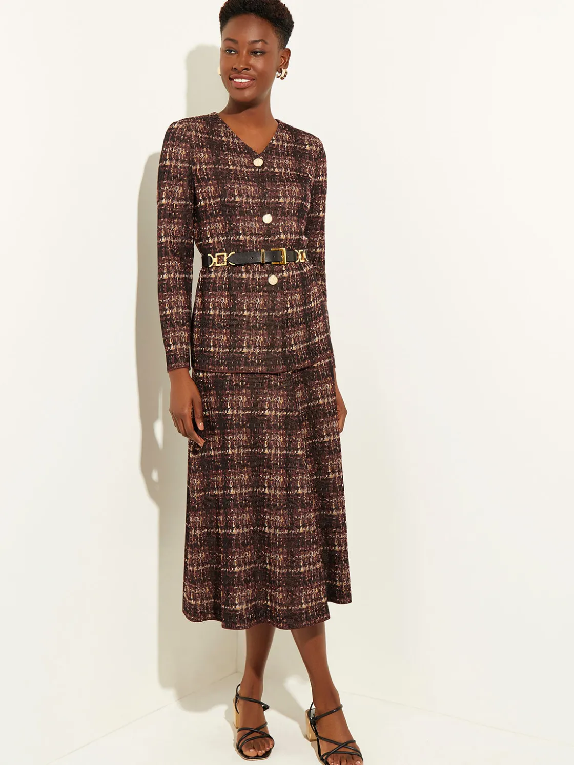 Misook Jackets & Coats|Plaid Button-Front Knit Jacket