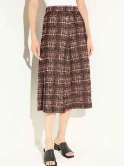 Misook Skirts|Plaid Knit A-Line Midi Skirt