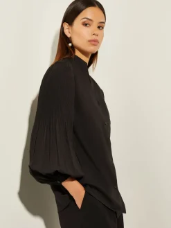 Misook Blouses & Shirts|Tops & Tees|Pleated Bishop Sleeve Stretch Crepe Blouse