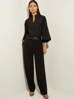 Misook Blouses & Shirts|Tops & Tees|Pleated Bishop Sleeve Stretch Crepe Blouse