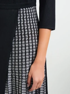 Misook Dresses|Pleated Contrast Panel Soft Knit Dress