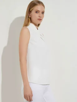 Misook Blouses & Shirts|Tops & Tees|Pleated Crossover Collar Crepe de Chine Blouse