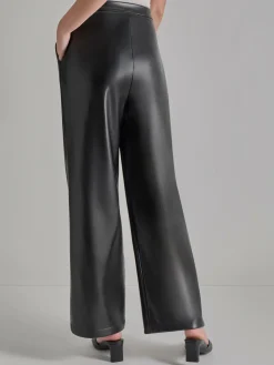 Misook Pants & Shorts|Pleated Straight Leg Vegan Leather Pants