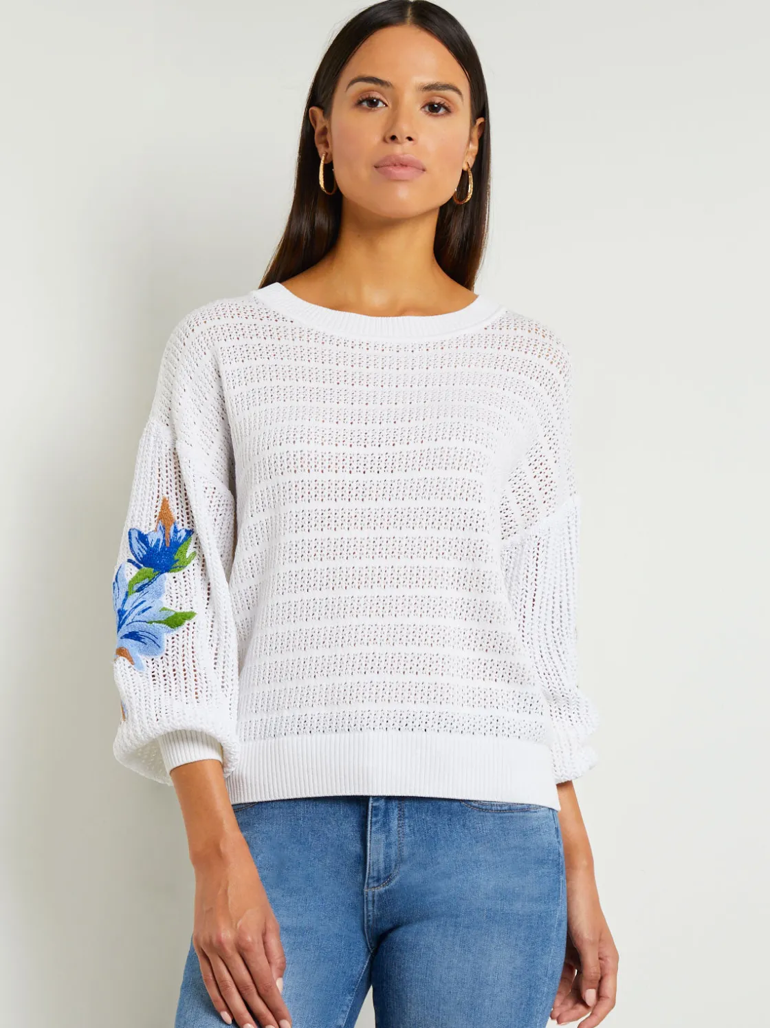 Misook Tops & Tees|Pointelle Top - Balloon Sleeve Sweater |