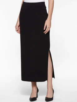 Misook Skirts|36" Straight Knit Skirt - Long Skirt with Slit |