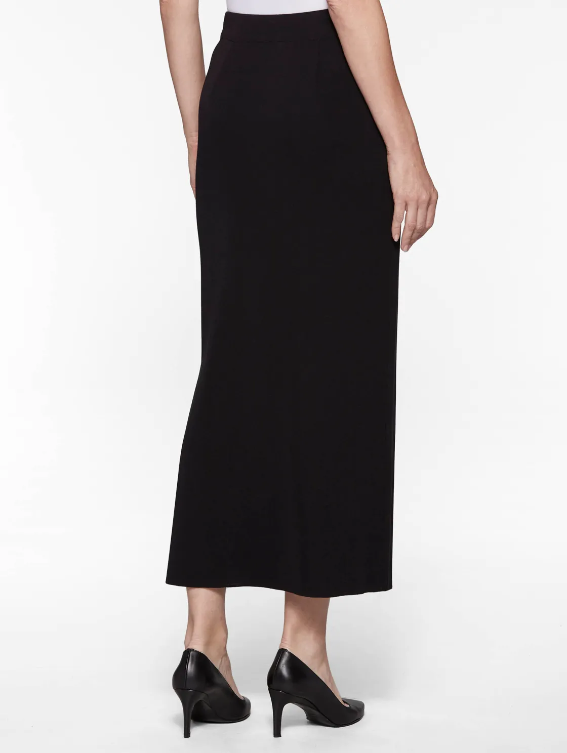 Misook Skirts|36" Straight Knit Skirt - Long Skirt with Slit |
