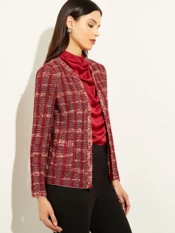 Misook Jackets & Coats|Red Plaid Jacket - Womens Tweed Jacket |