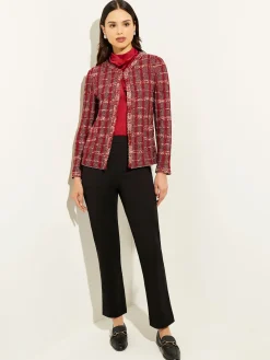 Misook Jackets & Coats|Red Plaid Jacket - Womens Tweed Jacket |