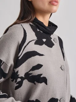 Misook Jackets & Coats|Relaxed Fit Abstract Floral Soft Knit Jacket