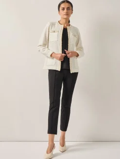 Misook Jackets & Coats|Relaxed Fit Boucle Lurex Crochet Trim Knit Jacket
