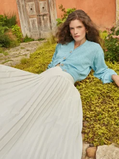 Misook Jackets & Coats|Relaxed Fit Button Front Jacket - Balloon Sleeve Soft Burnout Knit