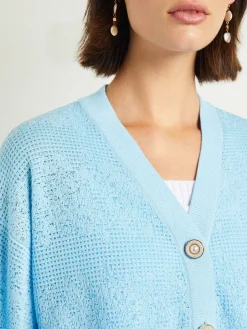 Misook Jackets & Coats|Relaxed Fit Button Front Jacket - Balloon Sleeve Soft Burnout Knit