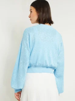 Misook Jackets & Coats|Relaxed Fit Button Front Jacket - Balloon Sleeve Soft Burnout Knit