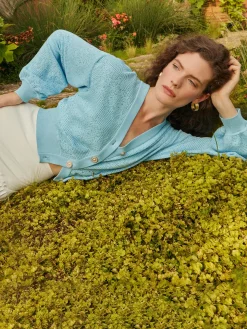 Misook Jackets & Coats|Relaxed Fit Button Front Jacket - Balloon Sleeve Soft Burnout Knit