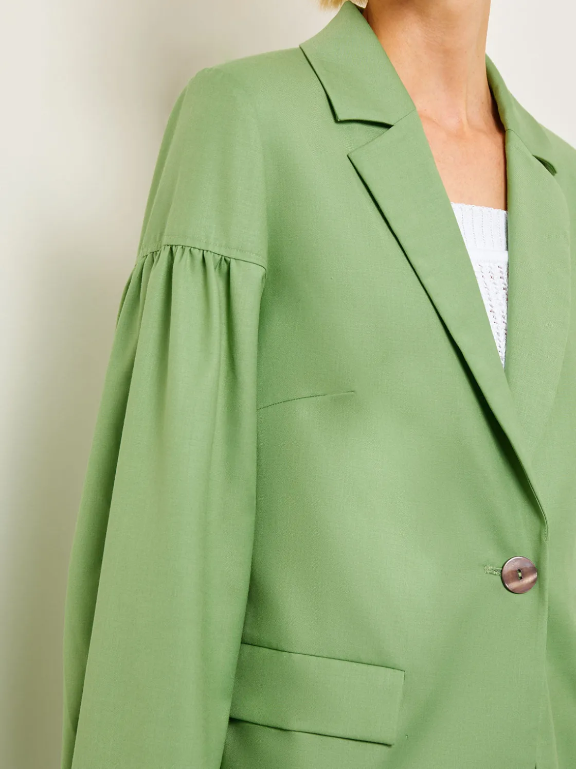 Misook Jackets & Coats|Relaxed Fit One Button Jacket - Balloon Sleeve Relaxed Woven