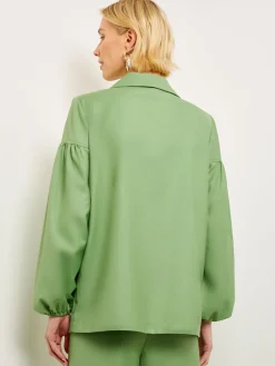 Misook Jackets & Coats|Relaxed Fit One Button Jacket - Balloon Sleeve Relaxed Woven