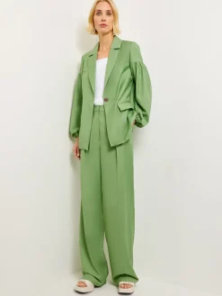 Misook Jackets & Coats|Relaxed Fit One Button Jacket - Balloon Sleeve Relaxed Woven