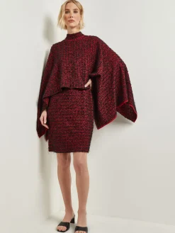 Misook Jackets & Coats|Relaxed Fit Two-Tone Eyelash Knit Poncho