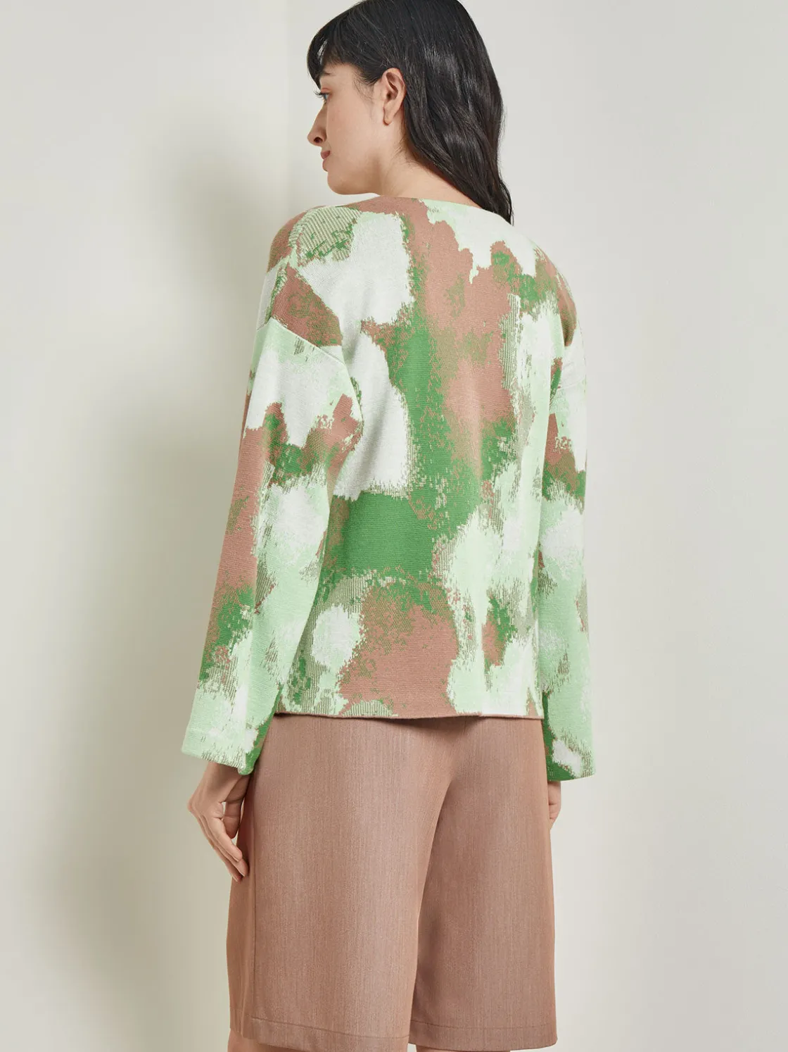 Misook Jackets & Coats|Removable Pin Crossover Jacket - Bell Sleeve Recycled Jacquard Knit