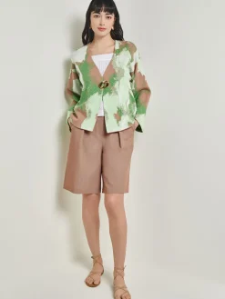 Misook Jackets & Coats|Removable Pin Crossover Jacket - Bell Sleeve Recycled Jacquard Knit