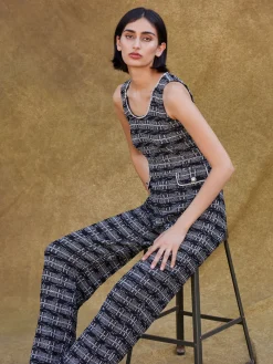 Misook Pants & Shorts|Dresses|Rhinestone Accent Tweed Knit Jumpsuit