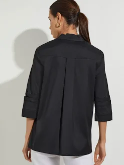 Misook Tops & Tees|Ruche Sleeve Cotton Tunic