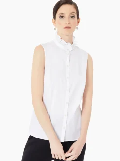 Misook Blouses & Shirts|Tops & Tees|Ruffle Neck Stretch Cotton Blouse