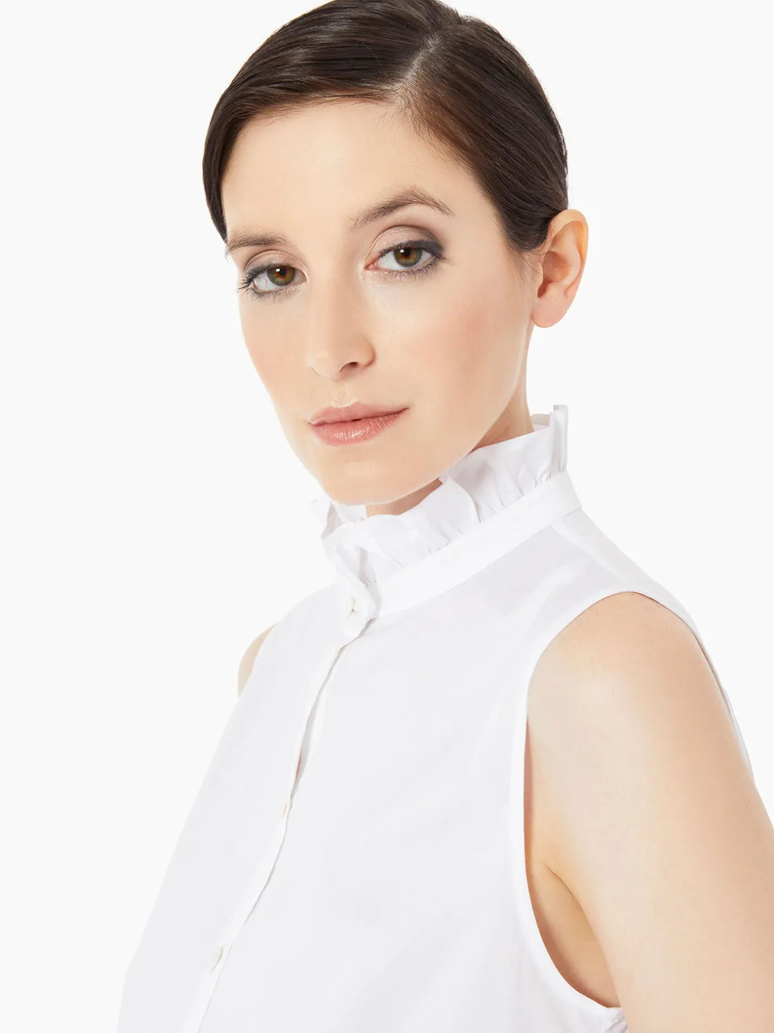 Misook Blouses & Shirts|Tops & Tees|Ruffle Neck Stretch Cotton Blouse
