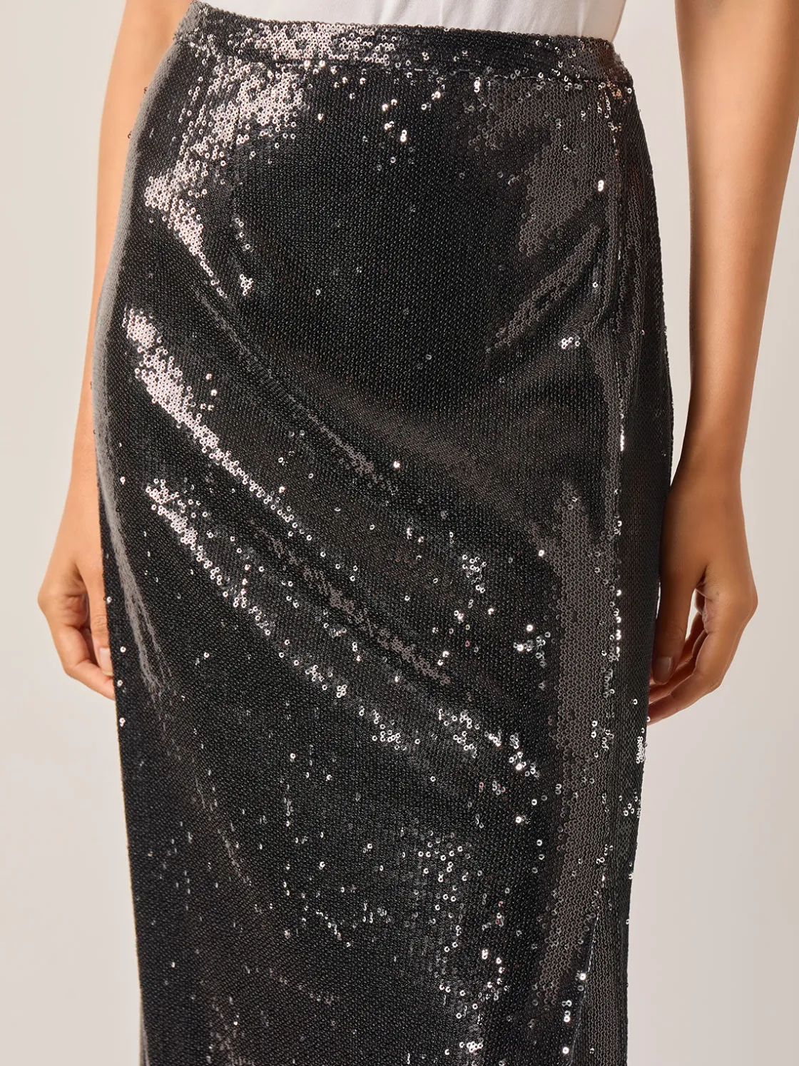 Misook Skirts|Sequin Novelty Woven Straight Maxi Skirt
