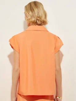 Misook Blouses & Shirts|Tops & Tees|Short Puff-Sleeve Poplin Blouse