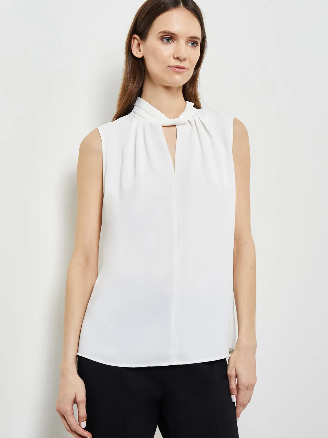 Misook Blouses & Shirts|Tops & Tees|Sleeveless Twist Neck Crepe De Chine Blouse