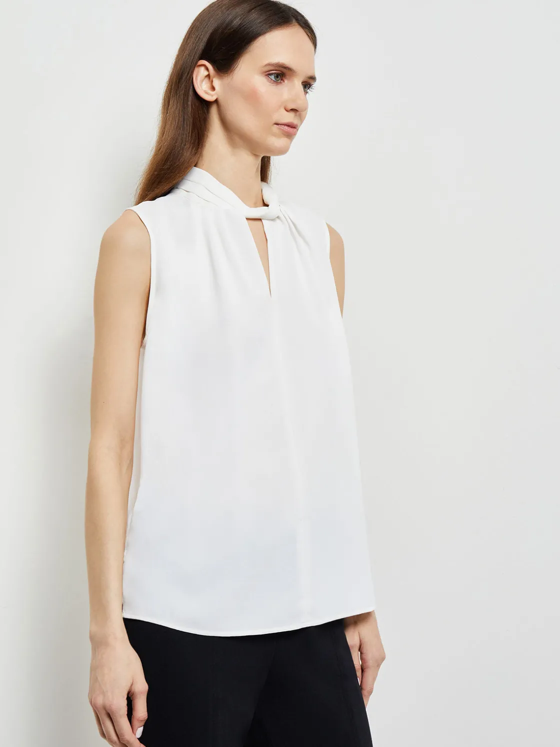 Misook Blouses & Shirts|Tops & Tees|Sleeveless Twist Neck Crepe De Chine Blouse