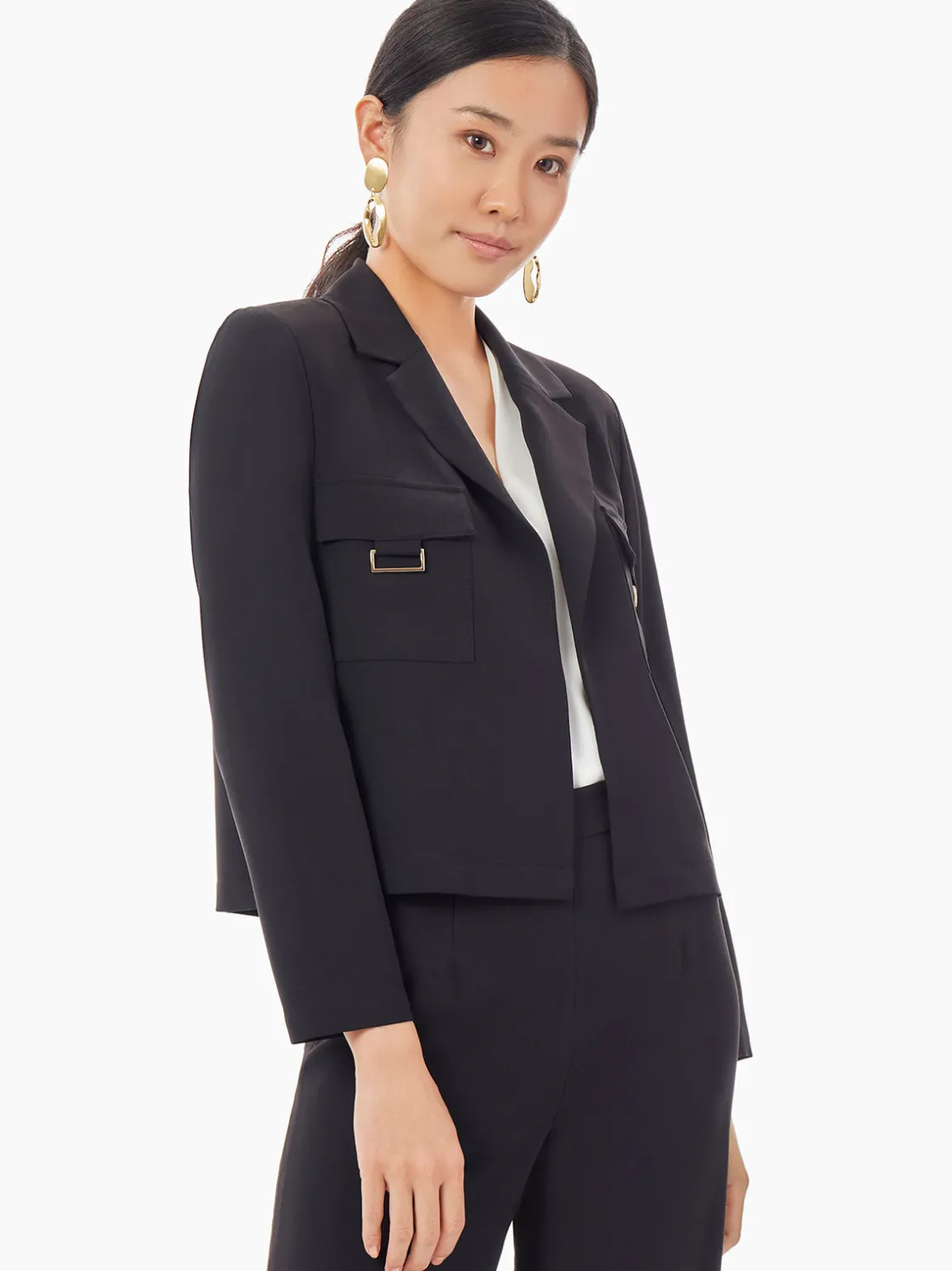 Misook Jackets & Coats|Soft Crepe Cropped Blazer