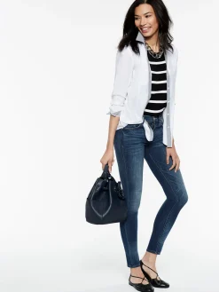 Misook Blouses & Shirts|Tops & Tees|Stripe Trim Stretch Cotton Button-Up Shirt