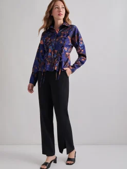 Misook Jackets & Coats|Structured Corset Laced Printed Woven Jacket