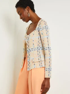 Misook Jackets & Coats|Sweetheart Neck Modern Fit Jacket - Plaid Jacquard Knit