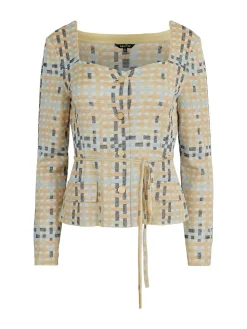Misook Jackets & Coats|Sweetheart Neck Modern Fit Jacket - Plaid Jacquard Knit
