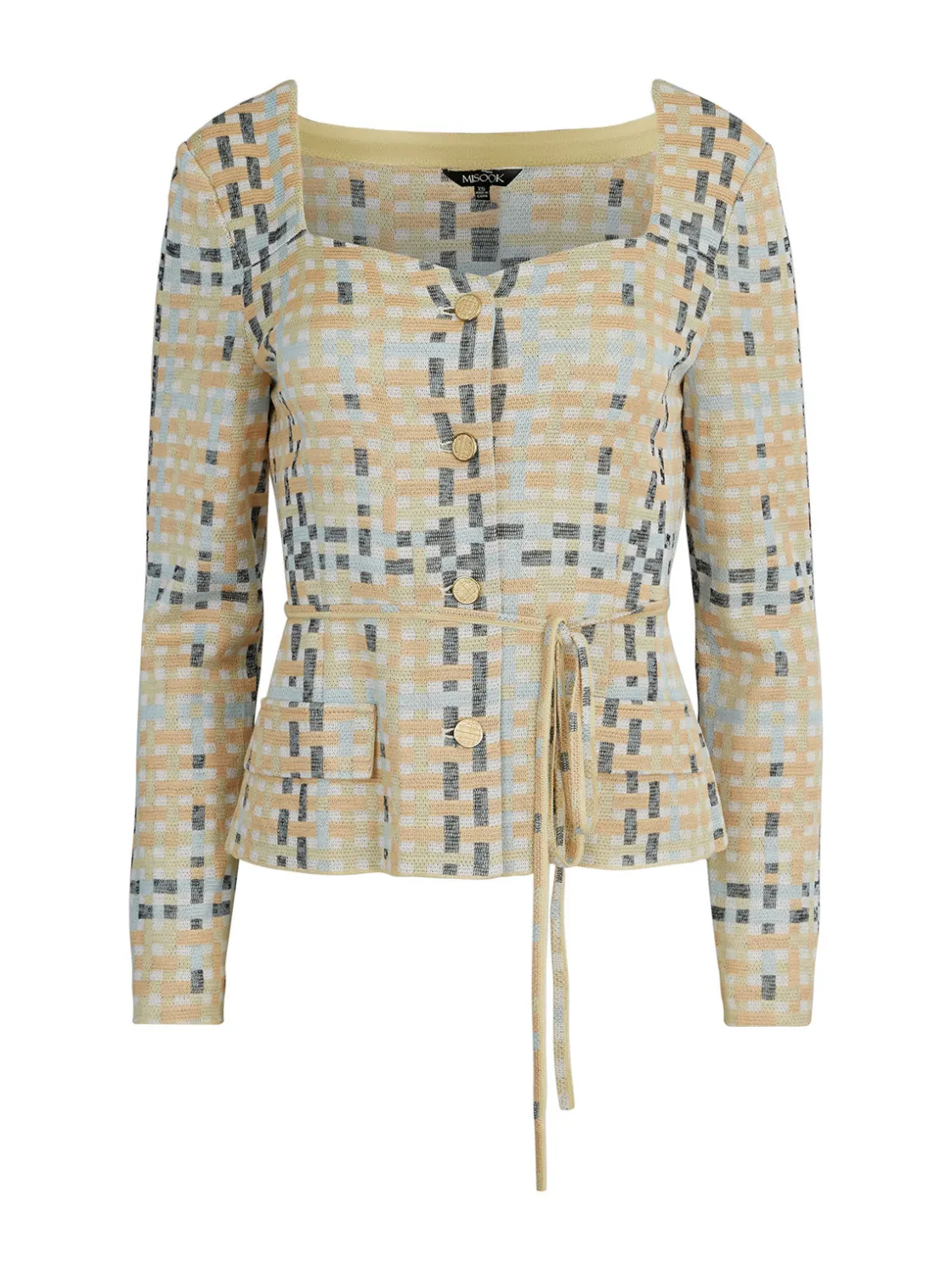 Misook Jackets & Coats|Sweetheart Neck Modern Fit Jacket - Plaid Jacquard Knit