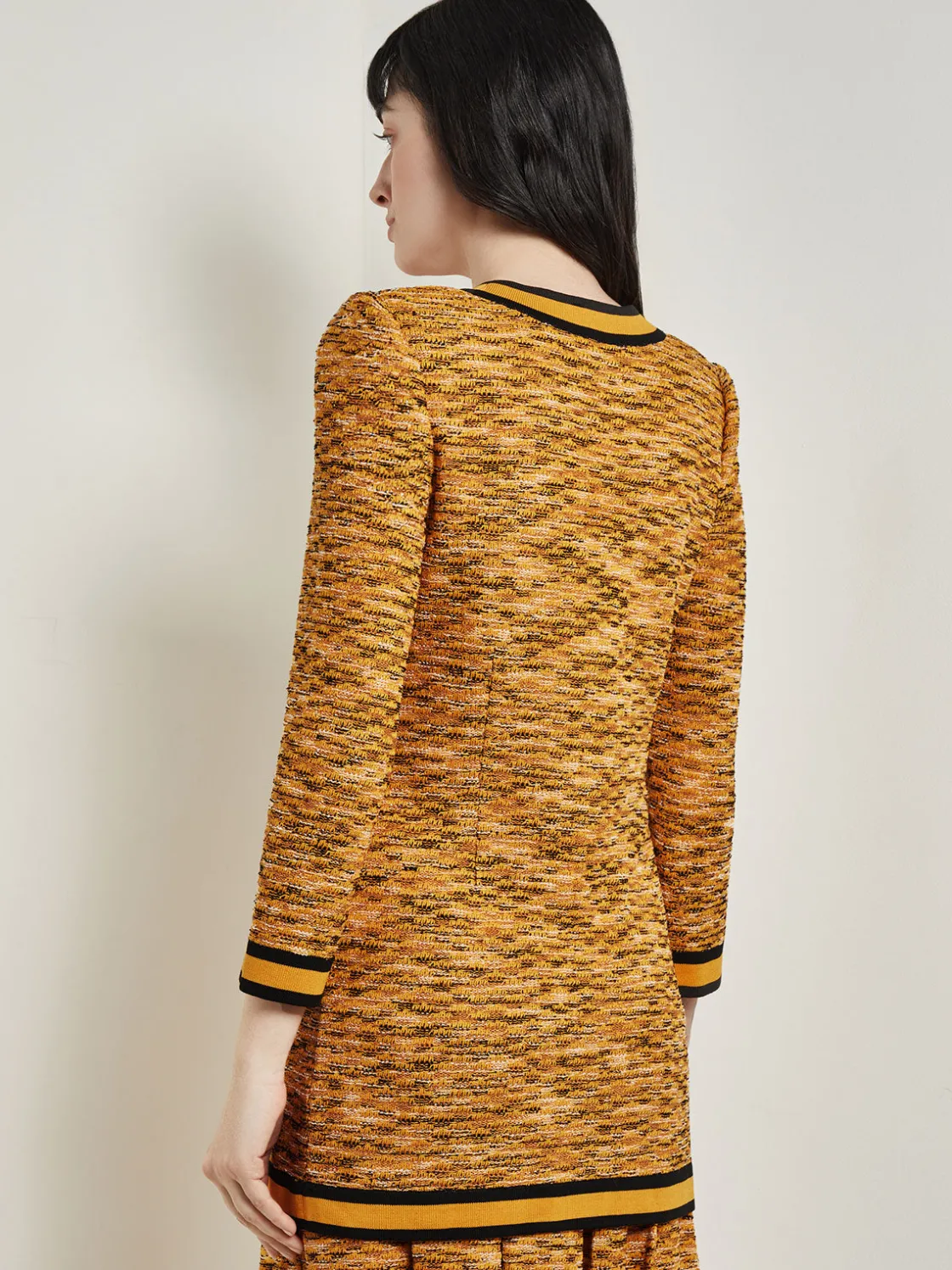 Misook Jackets & Coats|Tailored Fit Jacket - Contrast Trim Tweed Knit