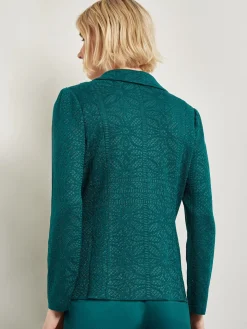 Misook Jackets & Coats|Tailored Fit Jacket - Detailed Jacquard Knit