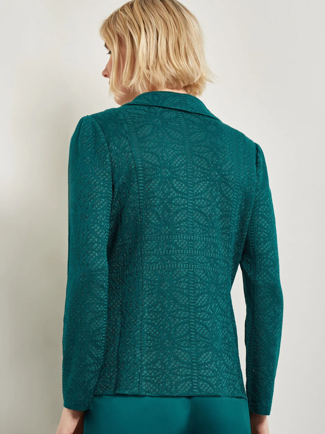 Misook Jackets & Coats|Tailored Fit Jacket - Detailed Jacquard Knit