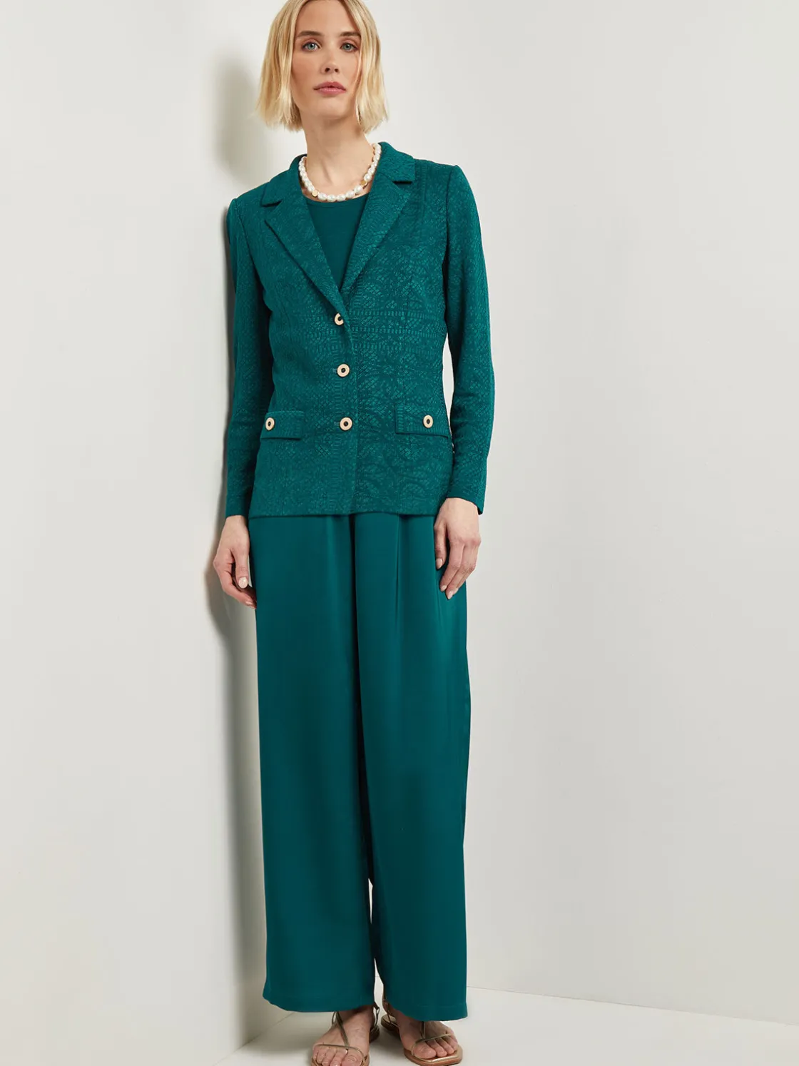 Misook Jackets & Coats|Tailored Fit Jacket - Detailed Jacquard Knit