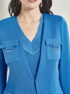 Misook Jackets & Coats|Tailored Fit Jacket - Ribbed Detail Flat Knit