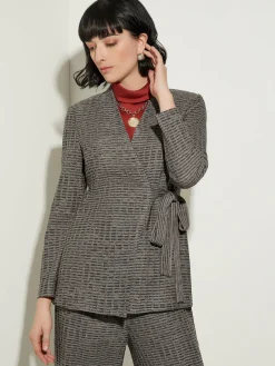 Misook Jackets & Coats|Tailored Fit Tweed Side Tie Knit Blazer