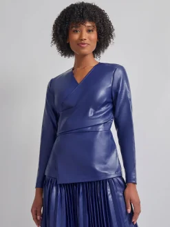 Misook Jackets & Coats|Tailored Fit Vegan Leather Tie Back Jacket